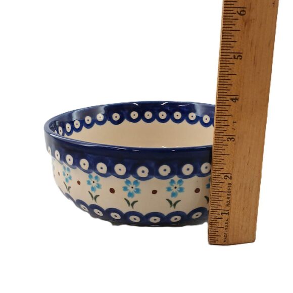 Boleslawiec Ceramic Blue Floral Bowl Soup/Cereal Handmade in Poland 9d - Picture 12 of 12